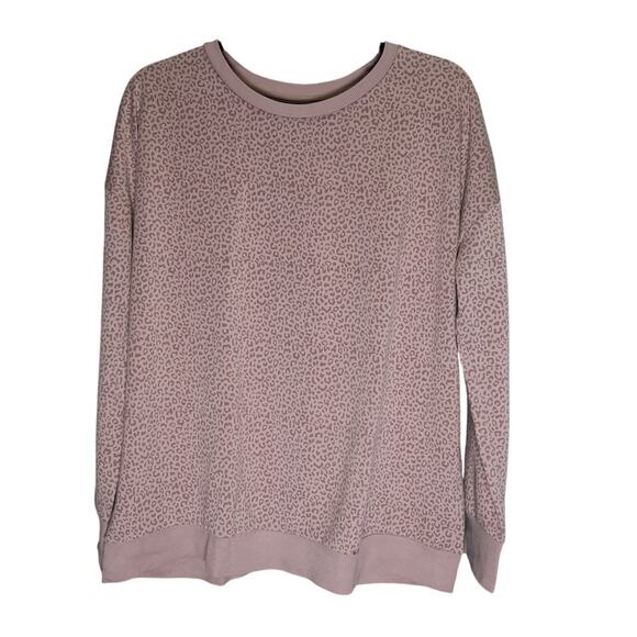 Mondetta Cheetah Print Sweatshirt Arctic Pastel Pink & Brown Gymcore Sportcore L - Picture 1 of 8